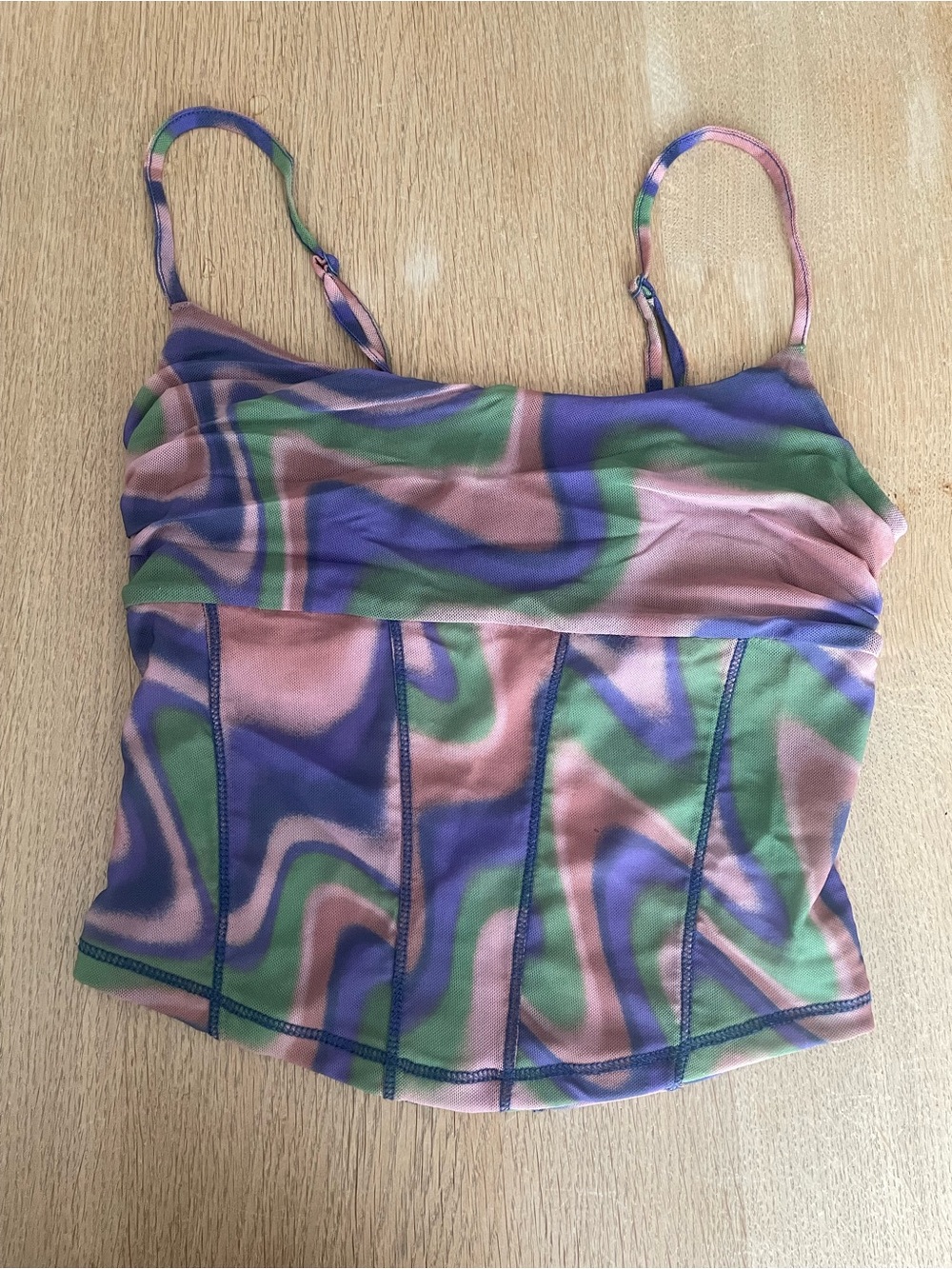 Urban Outfitters Swirl Print Cami Top in Purple, Green & Pink - tiny top